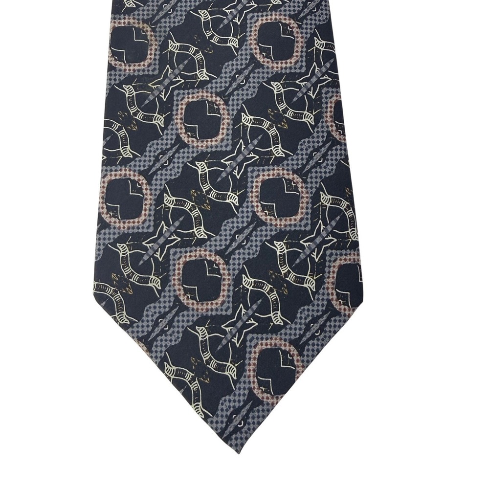 The House Of Stuart Mens Silk Necktie Abstract‎ Art Deco Business Tie Black Pink
